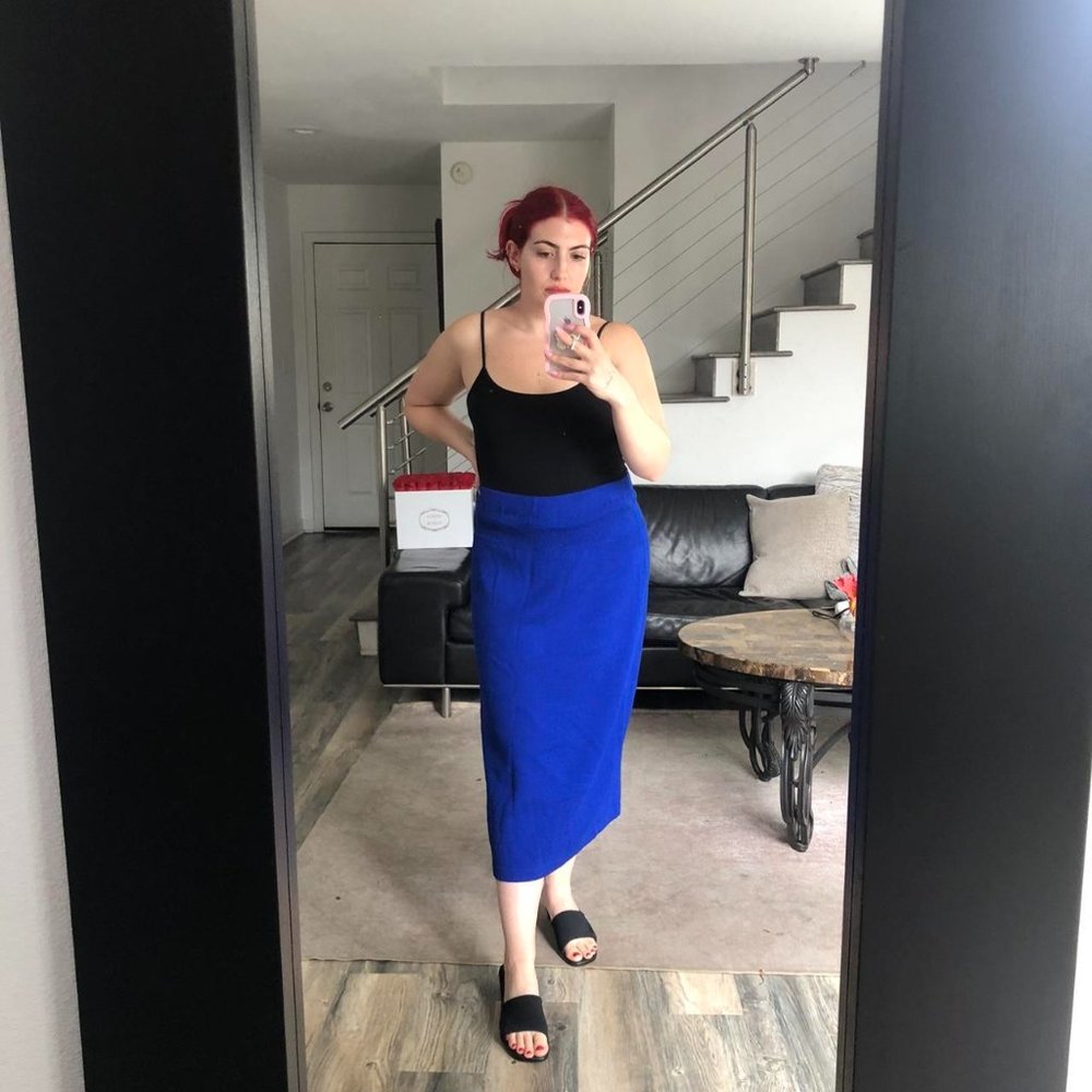 St. John Blue Midi Skirt Size Large